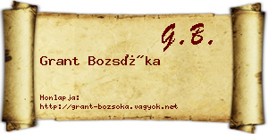 Grant Bozsóka névjegykártya
